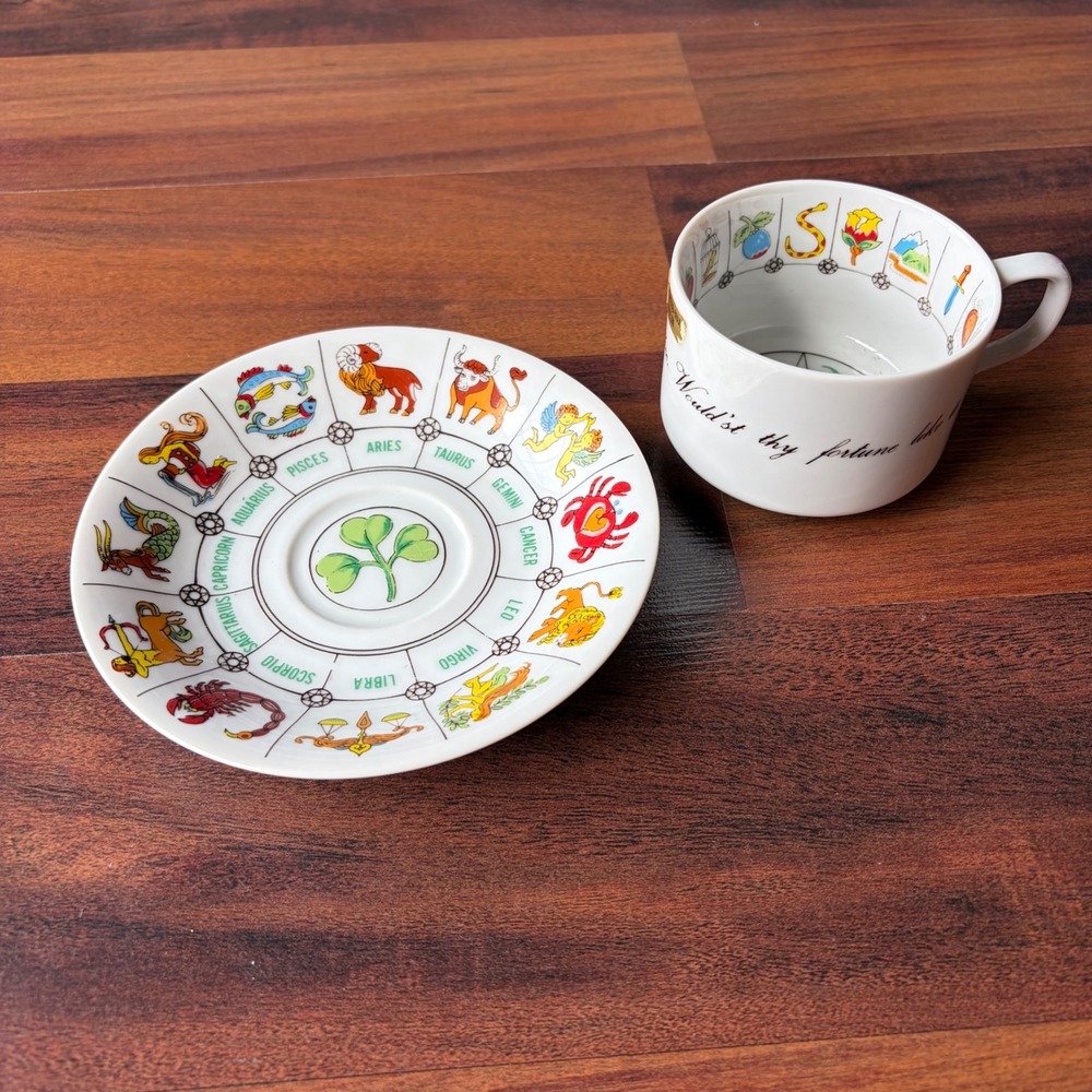 International Collectors Guild Zodiac‎ Tasseography Tea Cup Saucer Made in Japan